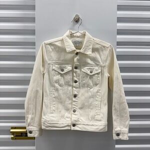 Lucky Brand Womens Cream Denim Trucker Jacket Off White Small S/P Cotton